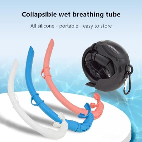 Silicone Roll-up Nautilus Snorkel, Flexible Foldable Freediving Snorkel with Compact Storage Case, Roll-up Snorkel for Freediving, Snorkeling, Spearfishing, ScubaDiving White — view 2