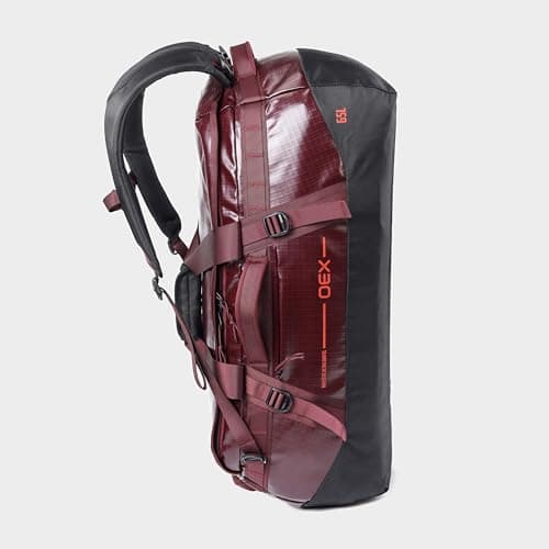 OEX Ballistic Ultra Duffel Bag, 65L, Polyester Ripstop with TPU Coating, for Travel and Outdoor Use, Adjustable Detachable Shoulder Straps, 64x27x30cm (Red, 65 Litre) — view 3