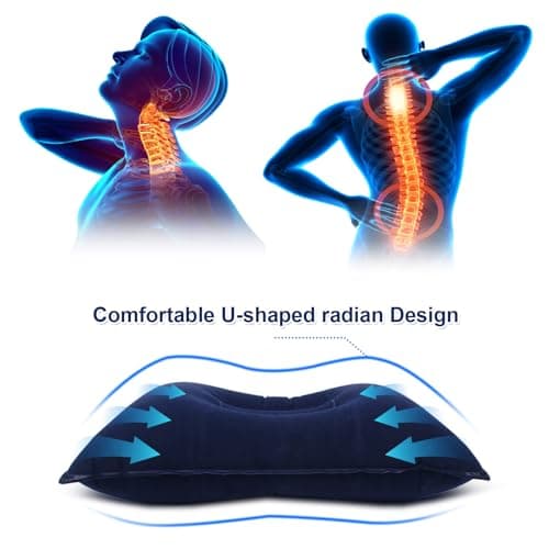 flintronic 2Pcs Inflatable Pillows, Ultralight Camping Pillows, Portable Compact Blow Up Pillows for Neck & Lumbar Support, Perfect for Travel, Camping, Outdoors, Fishing, Beach，Navy — view 5