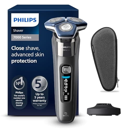 Philips Shaver Series 7000 - Wet & Dry Mens Electric Shaver with SkinIQ Technology, Pop-up Trimmer, Charging Stand, Travel Case and Cleaning Brush (Model S7887/35)