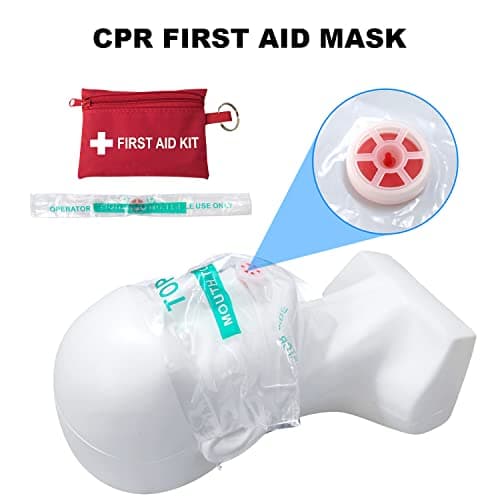 Yzpacc Mini First Aid Kit - CPR Keychain CPR Face Shield with Breathing Barrier & Elastic Belt & One Pair of Disposable Gloves for Travel Home Camping - Emergency Supplies — view 2