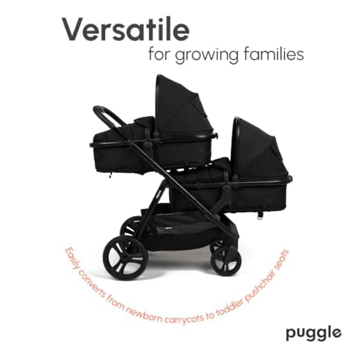 Puggle Memphis Double Pram & Travel System (Midnight Black) — view 3