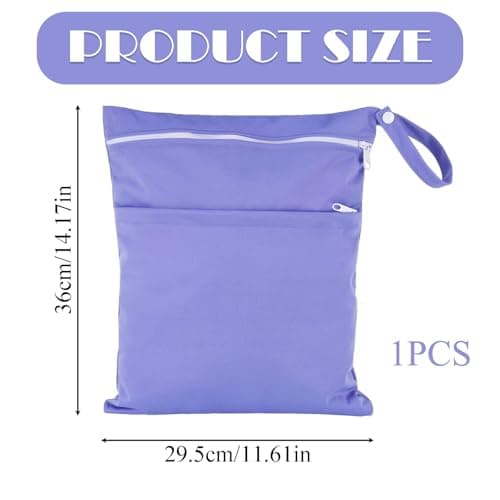 ZPLASK Wet Bag, Wet Clothes Bag, Waterproof Reusable Portable Small Wet Bag, Washable Wet Bags for Swimming Camping Travel Gym Pool Beach for Storage Dry Or Wet Clothes 14.1X11.6 Inch (Purple) — view 2