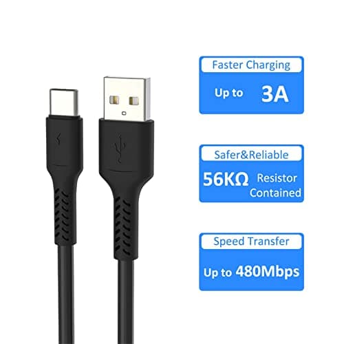 ADILIFT USB C Cable Short 5Pack 20cm, 3A Type C Fast Charging Cord, Black — view 5
