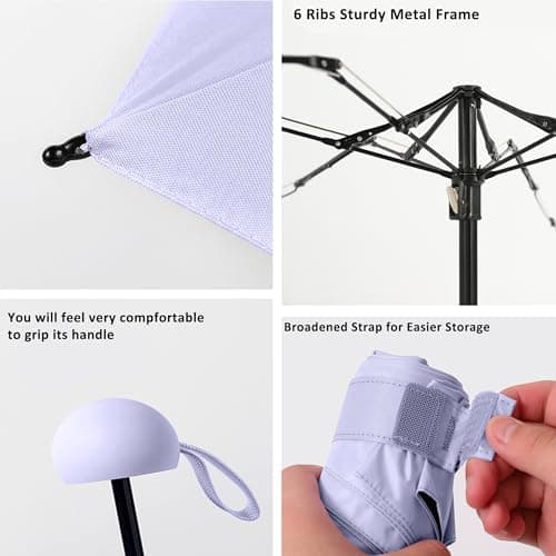 BAODINI Travel Mini Umbrella for Purse With Case-Small Compact UV Umbrella Protection Sun-Lightweight Tiny Pocket Umbrella UPF 50+ for Women Girls Men — view 6