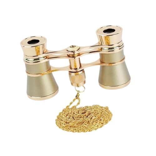 Vintage Alloy Theater Binoculars with Neck Chain for Opera,Gold