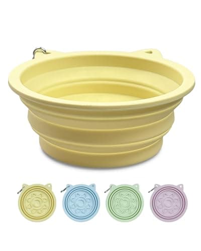 ETIALURE Collapsible Dog Bowl, Portable Dog Travel Bowl for Hiking (Yellow)
