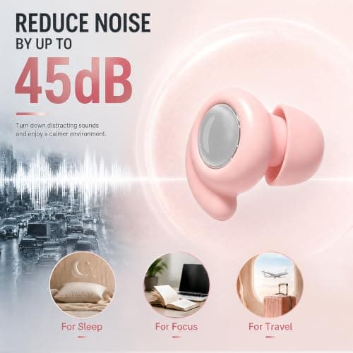 Noise Cancelling Ear Plugs for Sleep & Sleeping, Reusable Silicone Earplugs for Travel, Concerts & Side Sleepers, Ultra-Soft Noise Reduction for Snoring & Tinnitus Relief, 4 Sizes (Pink) — view 2