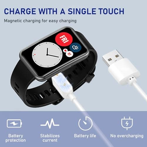 USB Charger Cable for Huawei Watch Fit/Fit 2/Fit Mini, White 100cm — view 3