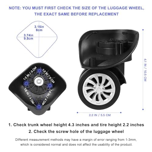 STAHAD Suitcase Wheel Replacement 4Pcs Attach Wheel Set with Plastic Bearings for Travel Suitcase Repair Easy Install Universal Casters for Luggage — view 2