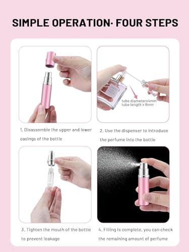 BELEVO Travel Perfume Atomiser Bottle Set - 3 Portable 5ml Mini Spray Bottles for Aftershave, Pocket, Handbag - Refillable Must-Have — view 4