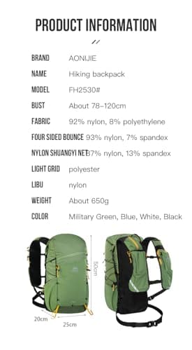 AONIJIE 30L Large Capacity Climbing Backpack Outdoor Camping Daypack Travel Bag for Hiking Trekking Mountaineering, Black, XL — view 6