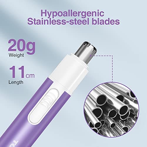 TOUCHBeauty Nose Hair Trimmer for Women, AAA Battery Included, Purple — view 6