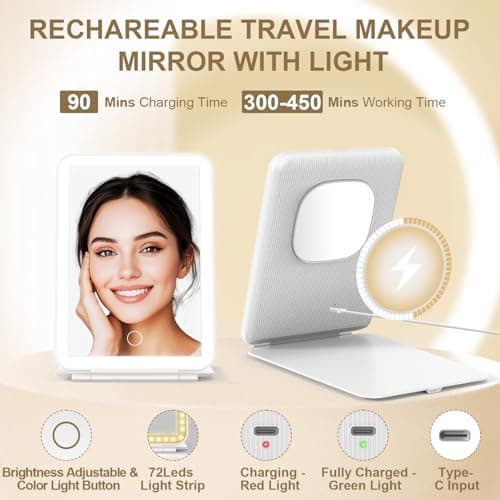 Mocado Rechargeable Travel Mirror, Makeup Mirror with Light — view 4