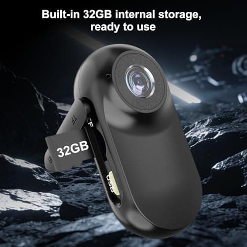 fceoul Mini Body Camera 1080P, Mini Action Camera withScreen & 32GB Memory Card, Thumb Pov Camera forCycling, Helmet, Pets & Vlogging — view 5
