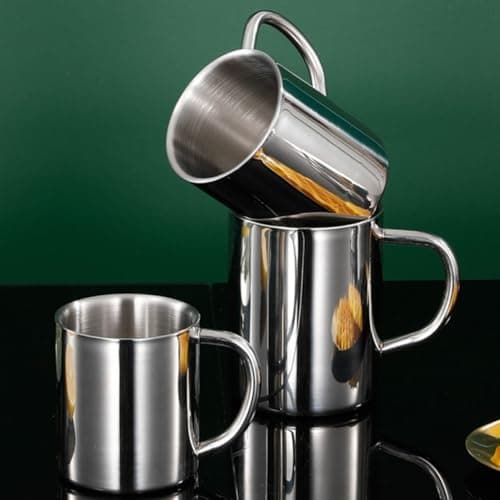 SOLUSTRE Stainless Steel Insulated Mug with Handle, Double-Layer Thermal Travel Cup with Flat Base, Practical and Design for Making Tea and Office Use — view 4