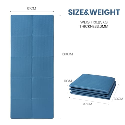 Good Nite Foldable Yoga Mat Non Slip Portable Fitness Mat Foldable Light Gym Mat Pilates Sport Travel Exercise Mat for Women Men 183 x 61 x 0.6 cm(Navy) — view 2