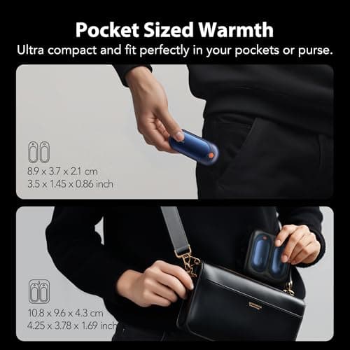J-BRAUV Electric Hand Warmers Rechargeable 2 Pack, 2000mAh Reusable Hand Warmers with Charging Case 10000mAh, 5 Levels Heat Double Sided USB C Hand Warmer Up to 24H Heating, Golf Gifts for Men Women — view 6