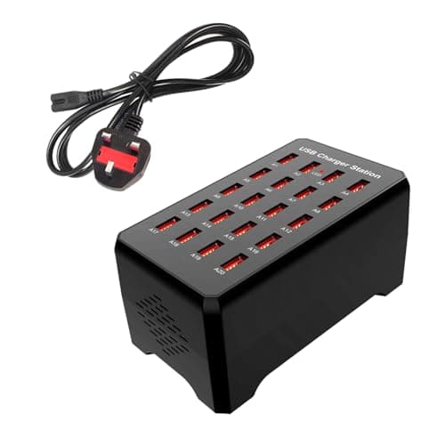 Gcidto 20-Port 100W High-Power Multi-USB Station, Smart Multi-Port Charger for Fast Charging of Smartphones, Tablets, and USB Devices.(20 port-black)