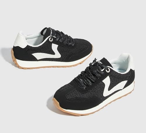 LUCKY STEP Women's Fashion Sneakers Trendy Tennis Shoes Neutral Stylish Retro Trainers Casual Running Walking Shoes (Black, 11US-42EU-9UK) — view 6