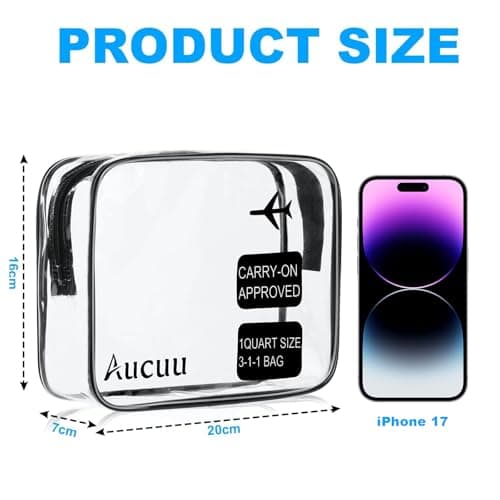 Aucuu Clear Toiletries Bag, 2 Pack PVC Waterproof Toiletries Carry Pouch, TSA Approved Travel Toiletry Bag with Zipper, Portable Cosmetic Makeup Bags for Men, Women and Kids - Travel Business Trip — view 3