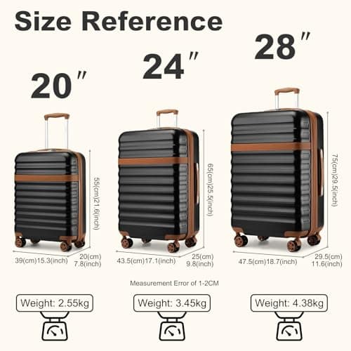 Kono Medium Suitcase 24 Inch Expandable Hardshell Luggage (Black/Brown) — view 2