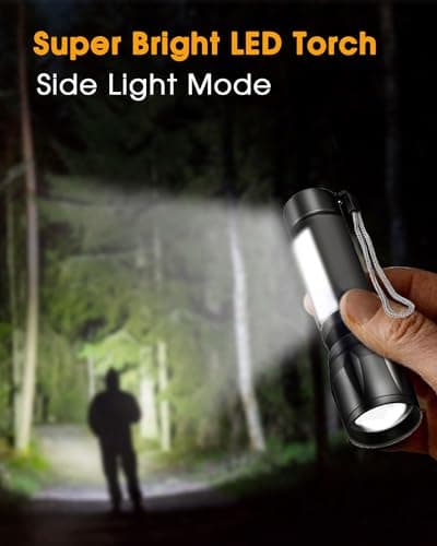 LED Torch Rechargeable, 3 Modes Flashlight, Adjustable Focus, 2Pack — view 4