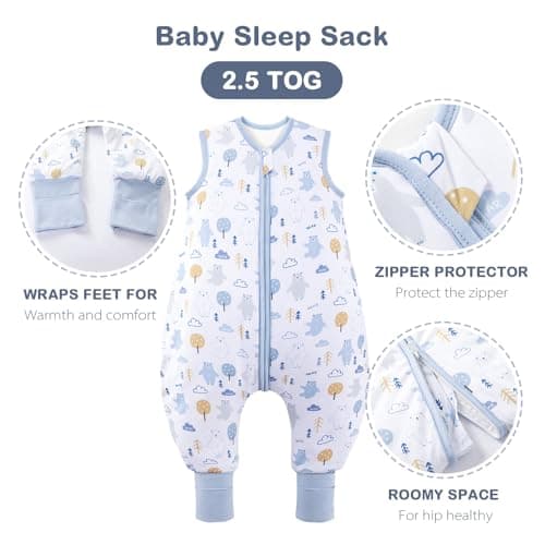 ToyaTec Baby Sleeping Bag with feet Super soft Rayon Made from Bamboo,Children's Bamboo fiber Sleeping Bag 2.5 Tog Autumn Winter Sleeping Blanket(Bear,L) — view 4
