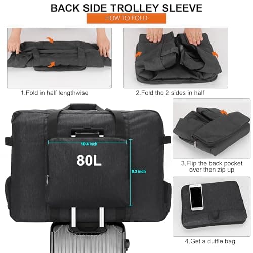 80L Foldable Duffle Bag with Shoe Compartment Waterproof — view 4