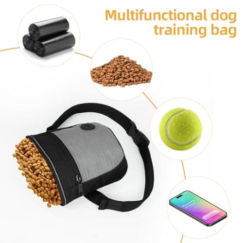 Adiwo Small Dog Treat Bags, Dog Treat Pouch Bag Including Waist Belt and Training Clicker, Upgraded Dual Magnetic Clasp, with Poop Bag Dispenser, Oxford Waterproof, for Dog Training, Walking — view 5