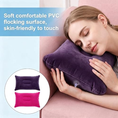 TAOYINGSHOP 2 Pcs Inflatable Camping Pillow – Compact Travel Pillow Blow Up for Adults & Kids, Neck Support for Flight, Beach, Hiking, Outdoor Sunbathing Holiday Adventures (30×20×7cm) — view 6
