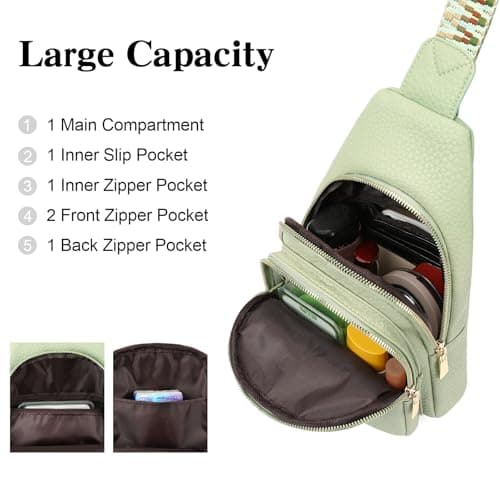 GAEKEAO Sling Bag for Women Crossbody Bags Fanny Pack Vegan Leather Chest Bag Travel Shoulder Belt Purse Gifts — view 3