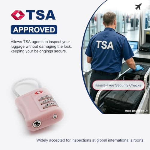 UP Security Luggage Locks TSA Approved 2 Pack, Small Padlock Combination, TSA Locks for Luggage, Travel Combo Padlock with Code, for Suitcase, Backpack Zipper, Locker, Gun Case (Black+Pink) — view 3