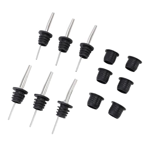Brrnoo 12 Pack Bottle Pour Spouts with Adapters, Stainless Steel Liquor Pour Spouts with Rubber Stopper, Universal Wine & Olive Oil Bottle Pourers for Bar, Kitchen, Whiskey, Syrup — view 4