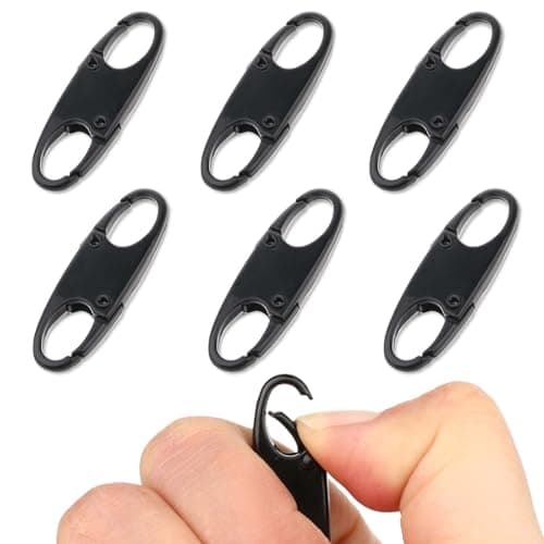 DIVINA VITAE Zipper Clips Anti Theft Deterrent, 6PCS S Carabiner Small Zipper Pull Locks Mini Snap S Hooks for Backpacks Camping Fishing Traveling Outdoor Sports (Black)