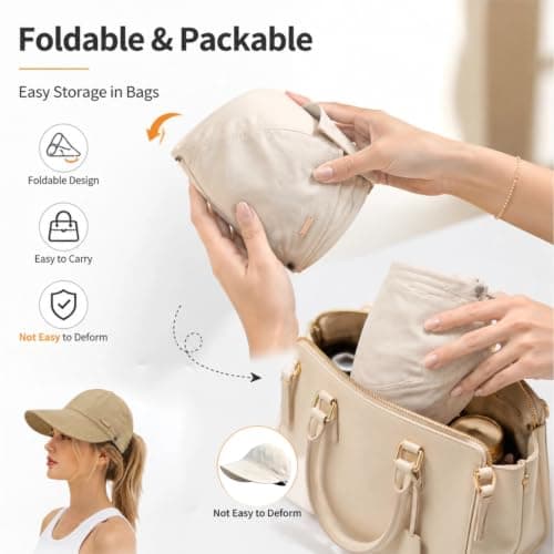 2-Pack UPF 50+Womens Sun Hat UV Protection Hiking Fishing Hats Wide Brim Hat Adjustable Ponytail Packable Sun Cap — view 4