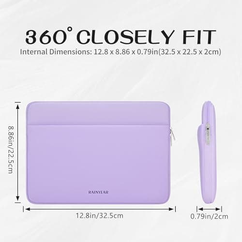 RAINYEAR 13 Inch Laptop Sleeve Soft Case with Front Pocket, Purple — view 5