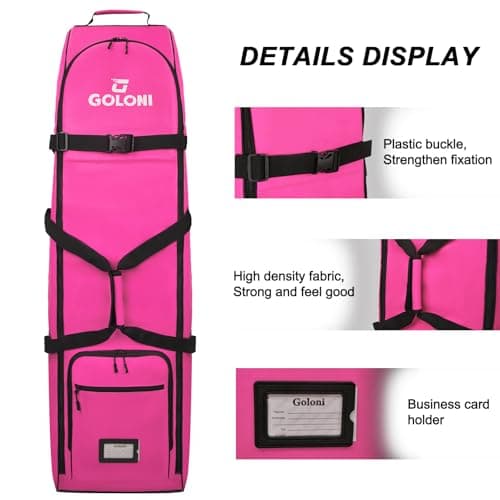 Heavy Duty Oxford Wear-Resistant Soft-Sided Golf Club Flight Bag with Wheels,Rose — view 4