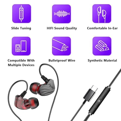 USB Type C Earbuds - Headset Set, Noise Cancelling Speaker, Multimedia — view 4