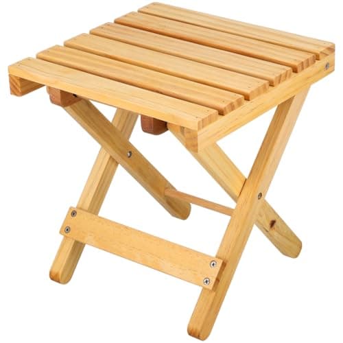 BCOATH Folding Side Table Small Folding Table Wooden Portable Outdoor for Garden Camping Beach Picnic Wine Serving Desk Plant Stand 28.00 X 26.00 X 26.00 cm — view 6