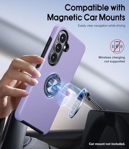 AOUIA for Samsung Galaxy S26 Case with 2-Pack Screen Protector, 3-in-1 Set Cover, 360°Rotating Ring Stand, Military Protection, Shockproof Phone Case for Samsung S26, Purple — view 5