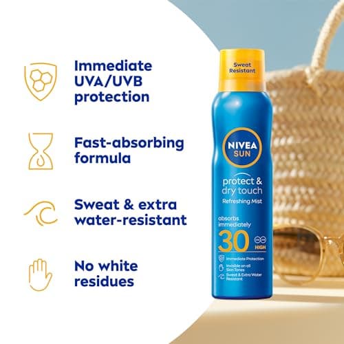 NIVEA SUN Protect & Dry Touch Refreshing Sun Mist Spray SPF30 (200 ml), Water-Resistant Sun Spray, Immediate Protection Against UVA/UVB Rays, Sunburns, Premature Ageing — view 3