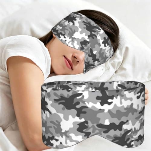 Digital Camo Print Sleep Mask Wide Wraparound Reversible Light Blocking Travel Fit