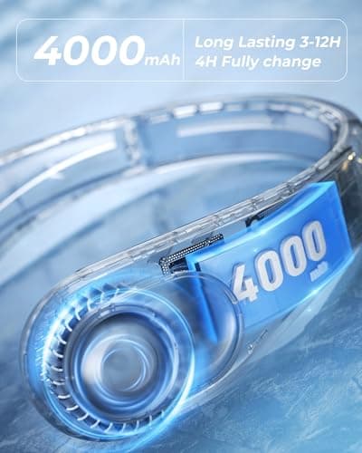 TUNISE Neck Fan, Personal Fan with LED Display, USB-C Rechargeable, 4000mAh-Battery, 3-Speed Adjustment & Whisper-Quiet Operation, Perfect for Home, Travel, Sports — view 3
