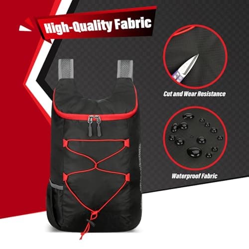 Sahunfri 2 Pcs Ultra Lightweight Backpack, Foldable Backpack Water Resistant Travel Rucksack, Multi-Functional Foldable Backpacks Womens Men For Camping, Hiking, Biking(Black Grey) — view 2