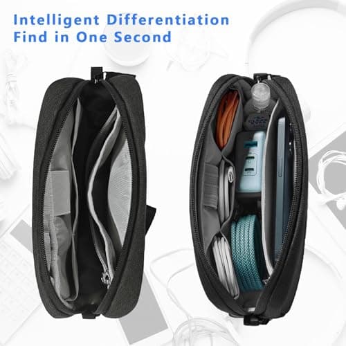 OdiuK Portable Travel Cable Bag, Electronic Universal Organiser Bags,Waterproof Double Layer Electronicsbag Accessories for Mobile Phone, Charging Cable, USB Power Bank — view 3