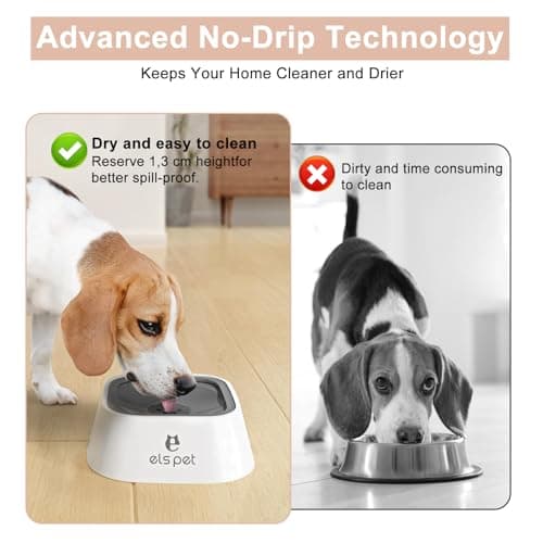 1L No Spill Pet Water Bowl for Dogs & Cats, Anti Splash Travel Water Dispenser with Floating Disk, Leakproof Anti Slobber Drinking Bowl for Home & Car Use, White — view 4