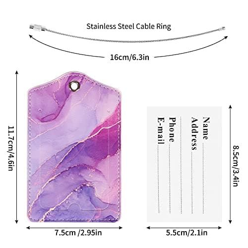 HCSSZ Luggage Tags, Flexible Silicone Travel Tags, ID Labels Set, Name Tags for Suitcases Baggage Bags Backpacks Personalized Card Holder for Quickly Identify (4pcs Marble Design) — view 3