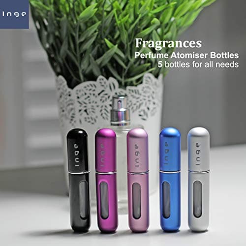 Inge Perfume Atomiser Set 5PCS | Refillable Mini Perfume Travel Bottle & Atomiser Spray Bottles | 5ml Portable Fragrance/Aftershave Atomisers for Men & Women | Ideal Travel Accessories — view 3
