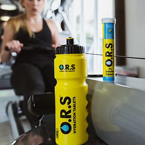 O.R.S Hydration Official Sports Reusable Water Bottle, for Kids or Adults, BPA-Free Drinking Bottle with Transparent Measuring Strip & Sports Cap, Leak Proof, 750ml, Yellow — view 5